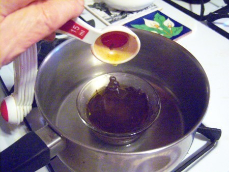 Adding ingredients to the chocolate.