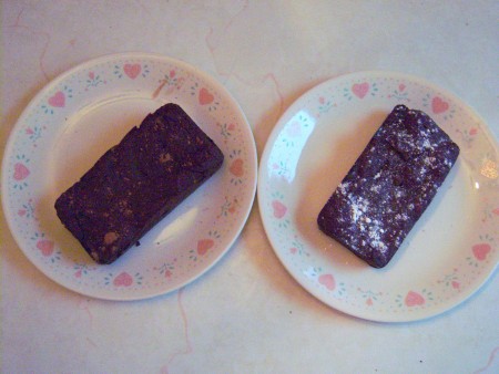 Two slices of Almond Flour Chocolate Beet Cake