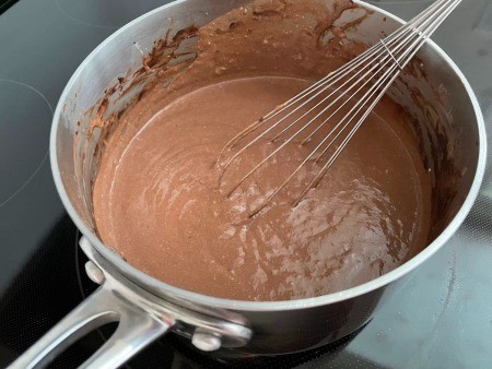 The smooth whisked pudding mixture.