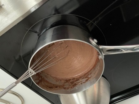The smooth whisked pudding mixture.