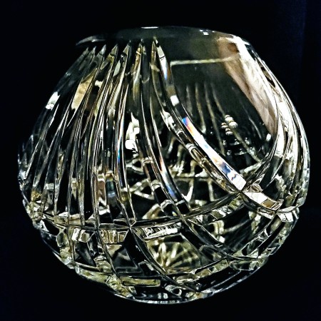 A crystal rose bowl.