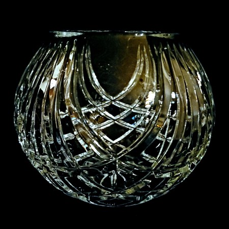 A crystal rose bowl.