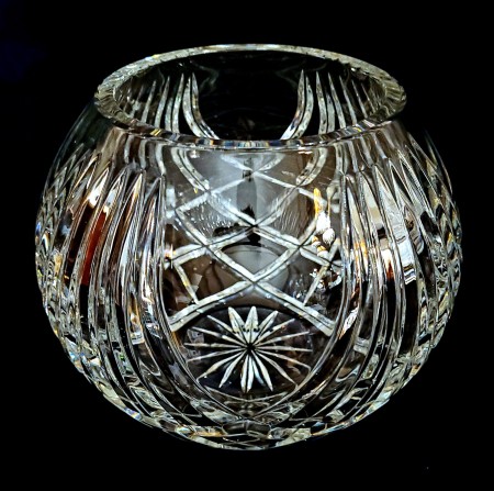 A crystal rose bowl.