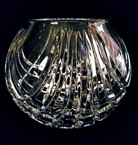 The top of a crystal rose bowl.