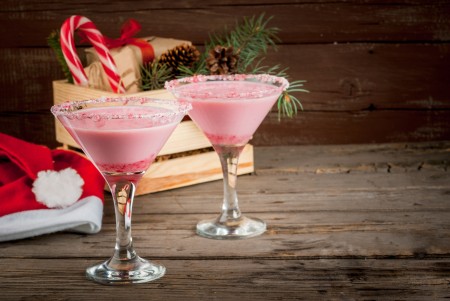 Peppermint punch in martini glasses.