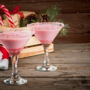Peppermint punch in martini glasses.