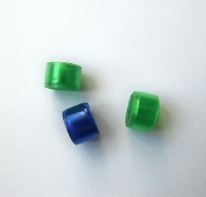 A collection of recycled plastic beads.