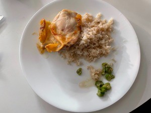 A plate of maple lemon chicken.