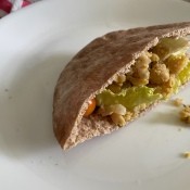Beans stuffed inside a pita.