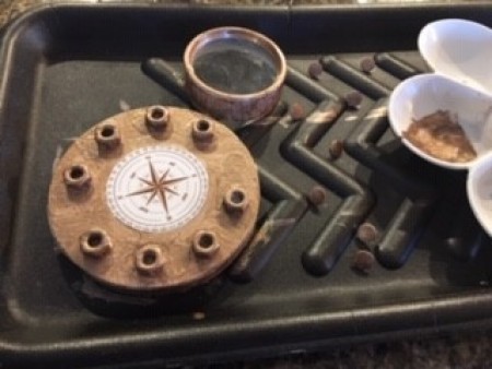 Adding metallic color to the compass.