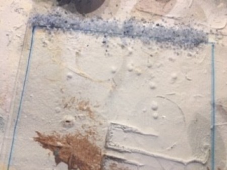 Adding decoupage to the glass.