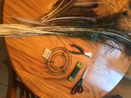 Supplies for the Peacock Feather Wreath