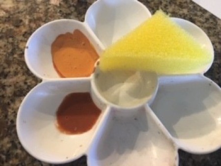 Paint with a sponge for applying.