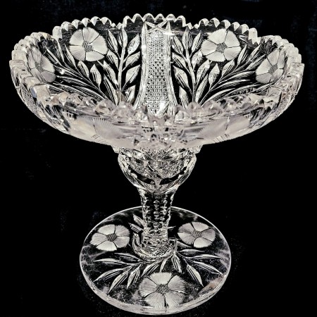 A cut glass footed bowl.