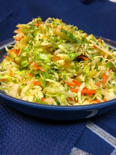 The completed cilantro lime slaw.