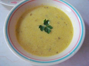 A bowl of Curried Apple Bisque