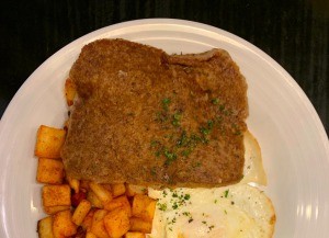 A plate containing scrapple.