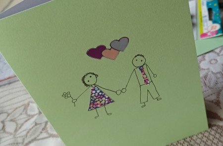 The completed anniversary card.