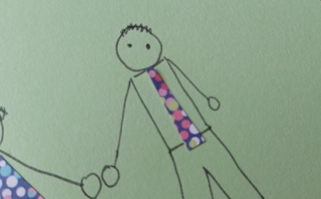 Adding a tie to the man drawing.