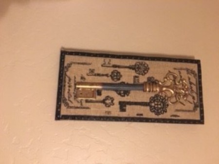 Wall art inspiration for the key and wallet holder.