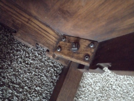 The join on a table leg to the top.