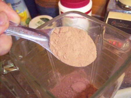A scoop of chocolate powder.