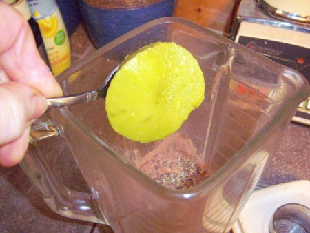 A scoop of fresh avocado.