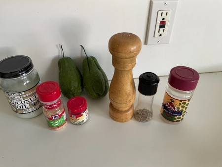 Ingredients for roasted chayote squash.