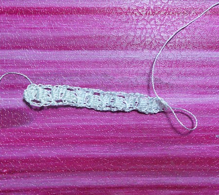 Crocheting a yarn ring.