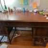 A vintage wooden desk.