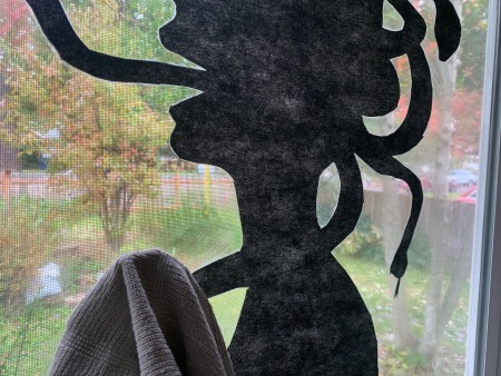 Cleaning off the window silhouette.