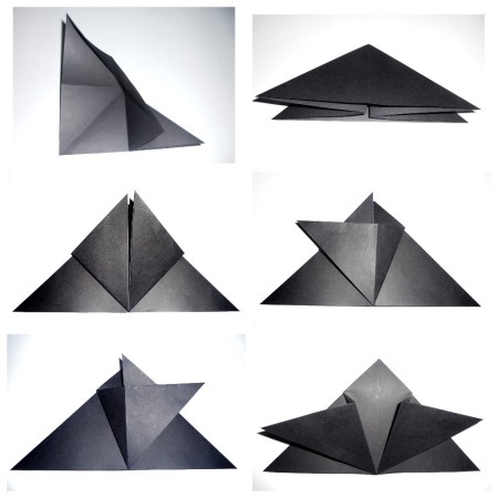 Folding origami bats.