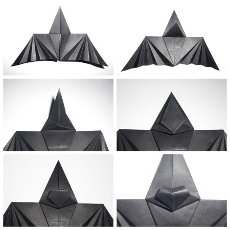 Folding origami bats.