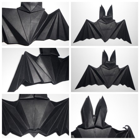 Folding origami bats.