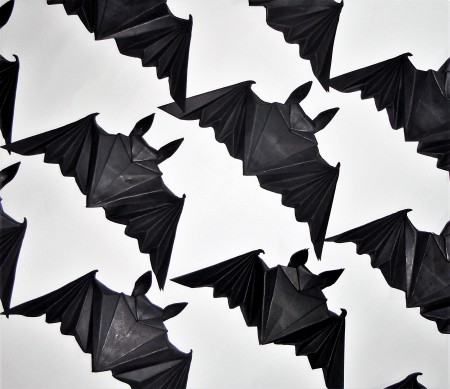 A collection of origami bats.