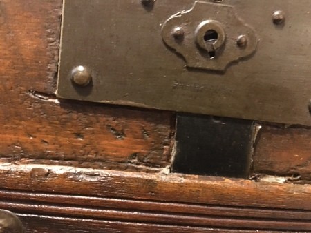 The lock on a trunk.