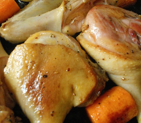 The duck pieces after browning.