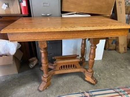 A wooden dining table.
