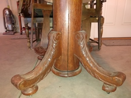 The table's pedestal and feet.
