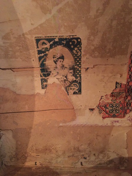 A stamp on an old trunk.