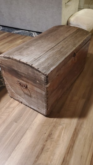 An old wooden chest.