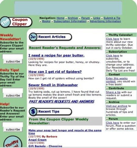 ThriftyFun Website 1999