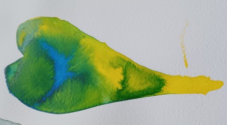 A heart shaped painting.