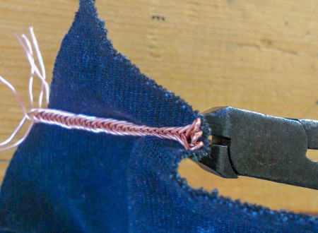 Finishing the braided length.