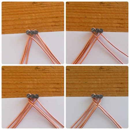 Weaving the wires into a length.