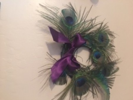 The completed Peacock Feather Wreath