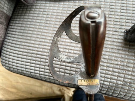 A close up of the sword's handle.