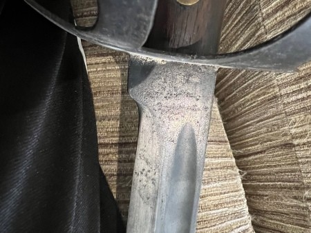 A close of up of the sword's blade.