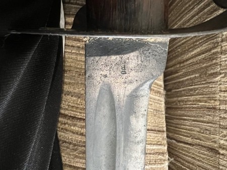 A close of up of the sword's blade.