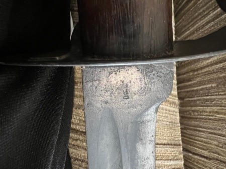 A close of up of the sword's blade.